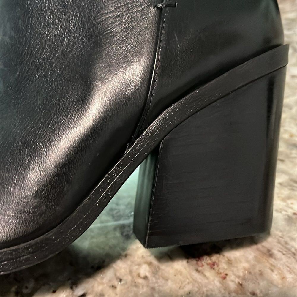 Gianni Bini Huttsen Leather Stacked Heel Western Booties Black Size 5M - Picture 4 of 7